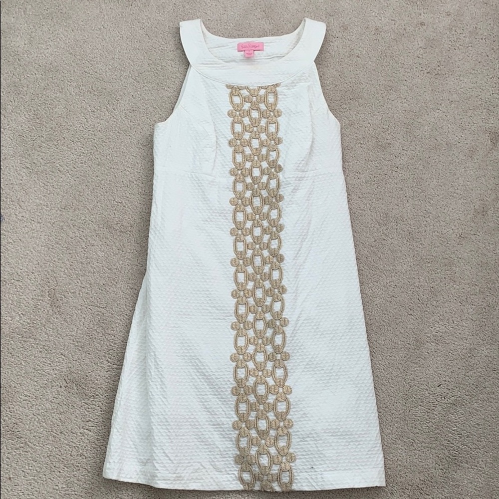 Lilly pulitzer white and gold dress